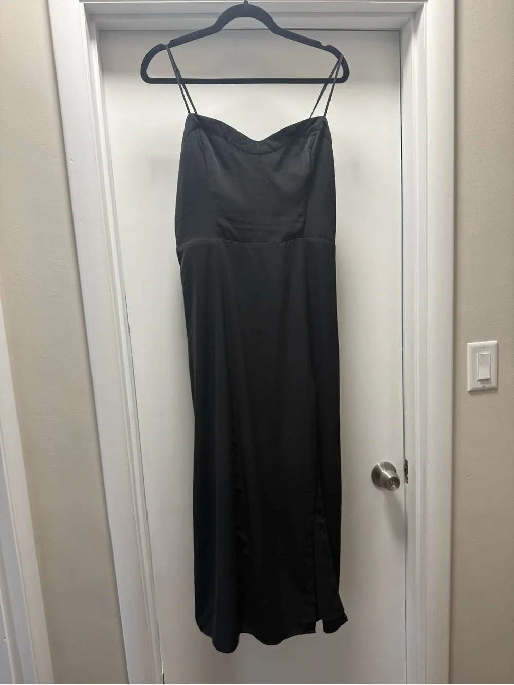 Abercrombie & Fitch Camille Black Spaghetti-Strap Maxi Dress with Side Slit